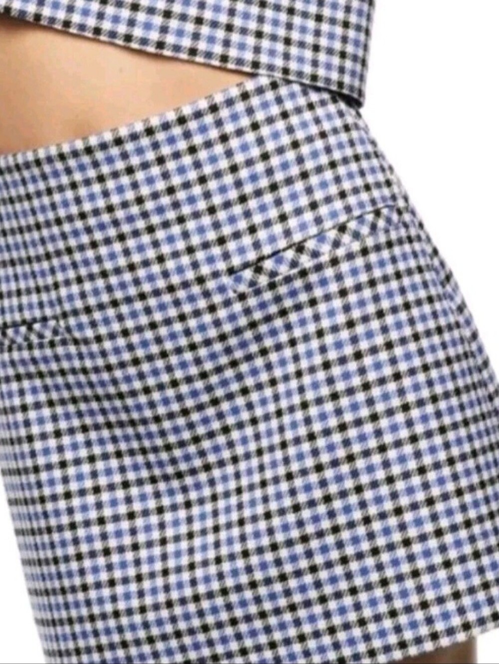 Zara Blue, Black and White Gingham Mini Skirt